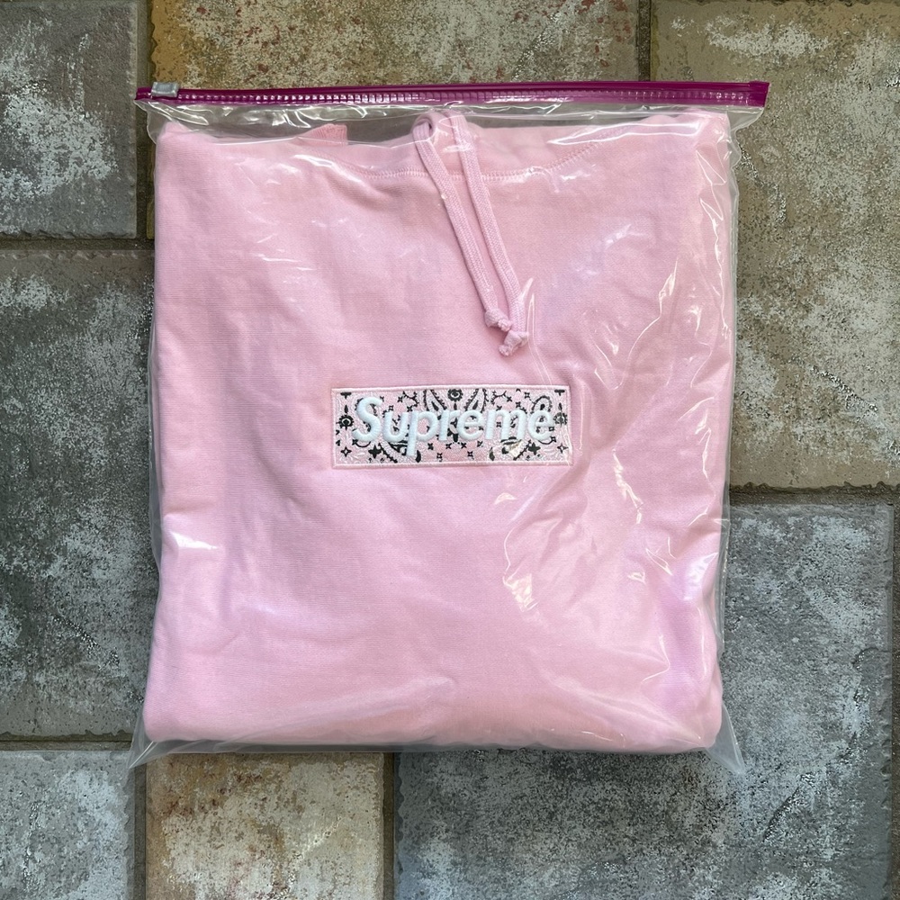 Supreme Pink Bandana Box Logo Hoodie